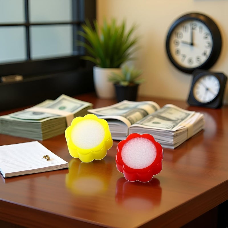 Wentoenapp 2Pcs Counting Sponge Flower Shape Sponge Finger Wet for Counting Cash Money for Office Bank Office and School Supplies, Finger Moisteners - Image 4